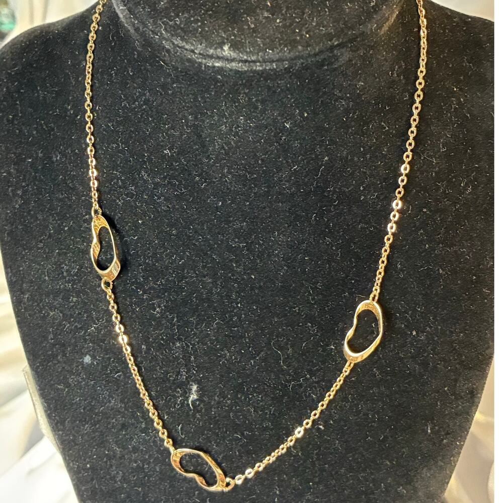 Sarah Coventry Gold Tone Necklace Triple Open Heart Station Chain